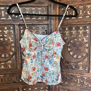 Topshop silk tie front top with sweetheart neckline